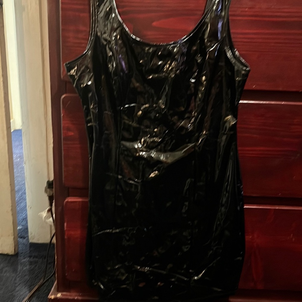 Black glossy dress